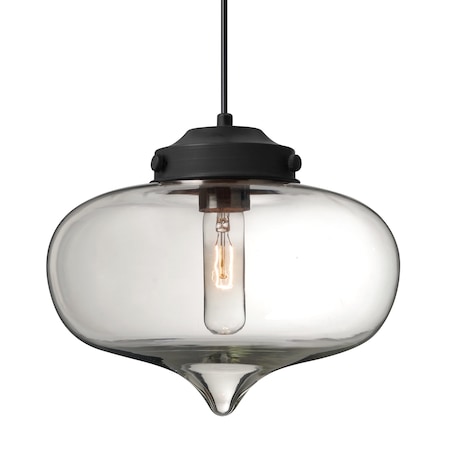 Besa Lighting Besa Mira Pendant, Clear, Black Finish, 1x 60W MAX E26 Base 1JT-MIRACL-BK