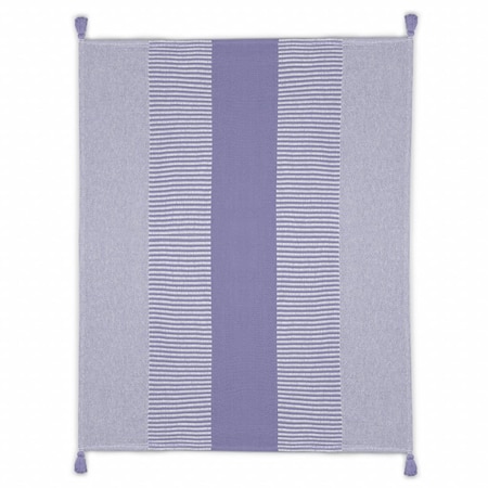 Homeroots 50" X 60" Purple Woven Cotton Striped Throw Blanket with Tassels 516601