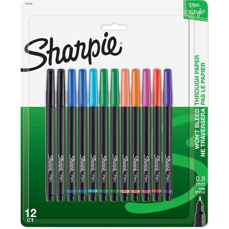 Sharpie Pen, Sharpie, Fine, Ast, PK12 1802226