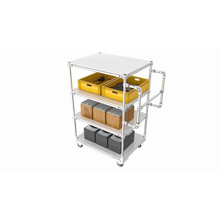 Trilogiq 4-Level Factory Cart With Vertical Handlebars. 49B-3