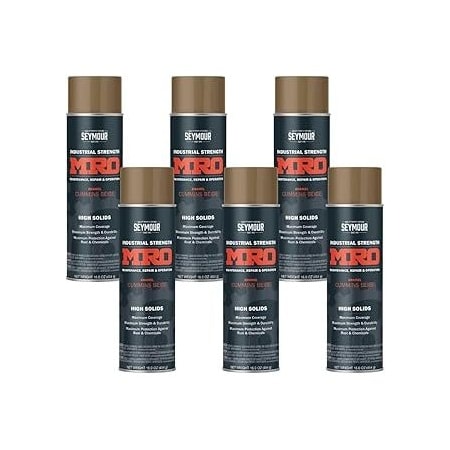 Seymour Midwest MRO Industrial High-Solids Spray Paint, Cummins Beige, 16 oz, 6PK 6201447