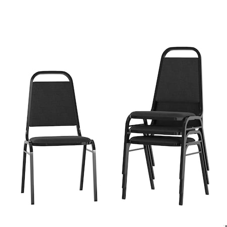 Flash Furniture HERCULES Series Trapezoidal Back Stacking Banquet Chair in Black Fabric - Black Frame, 4PK 4-FD-BHF-2-BK-BK-GG