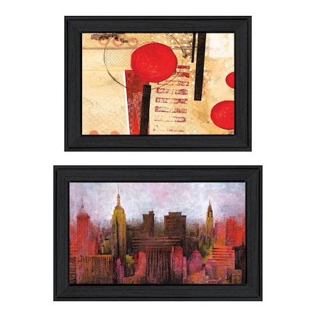 Homeroots Set Of Two NYC Harmony 2 Black Framed Print Wall Art, 2PK 406054