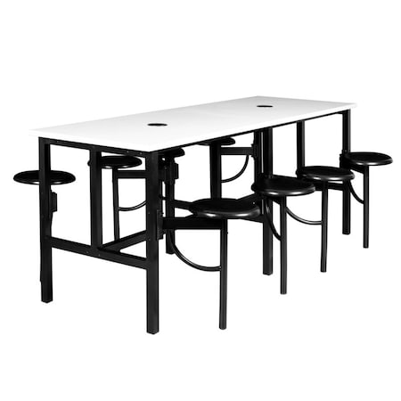 Regency Endure Standing Height Collaborative Table & Chair Set with 8 Pull-Out Stools, White Dry Erase Top 9008-WHT-DVN