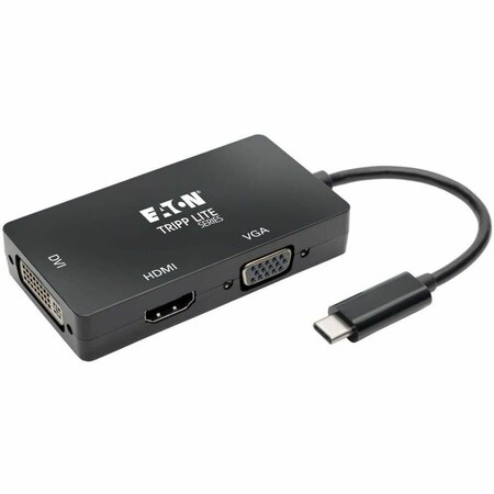 Tripp Lite USB C Multiport Adapter HDMI / DVI / VGA 4Kx2K USB Type C Black U444-06N-HDV4KB
