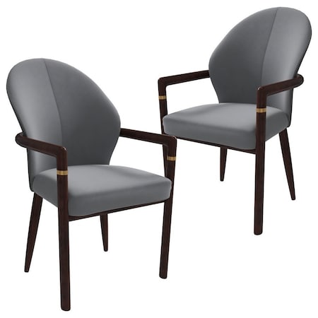 Leisuremod Opaline Series Elegant Wooden Dining Chair in Two-Tone Grey, 2PK OC24GR2