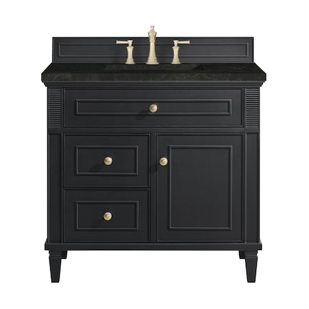 James Martin Vanities Lorelai 36" Single Vanity, Black Onyx, w/ 3 CM Phantome Eclos Top 424-V36-BKO-3PHT