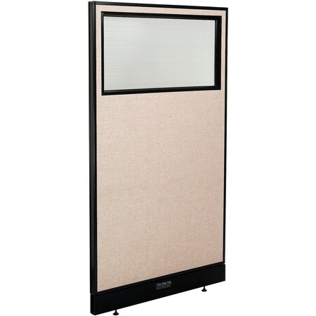 Global Industrial Interion Electric Office Partition Panel with Partial Window, 36-1/4"W x 64"H, Tan 694707WETN