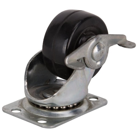 Prosource Swivel Caster, 2 in Dia Wheel, 7/8 in W Wheel, Rubber Wheel, Black, 125 lb, Steel Housing Material JC-H09