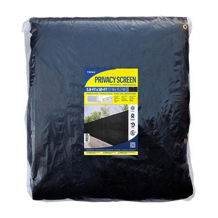Tenax Privacy Screen, Black, 50 ft. L, 5.8 ft. H 2A240080