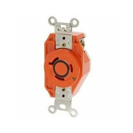 Leviton Locking Receptacle, L9-20R, 20 A, 600V AC, 2 Pole, Flush Mount, Screw Terminals, Orange 2350-IG
