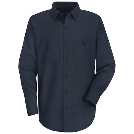 Red Kap Men's Long Sleeve Work Shirt, Cotton, Button Fronts, 2 Pocket(s), Navy, XL SC30NV RG XL