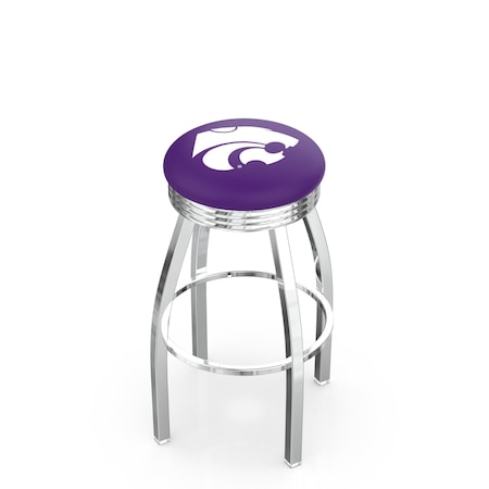 Holland Bar Stool Co 25" Chrome Kansas State Swivel Bar Stool, Accent Ring L8C3C25KnsasS
