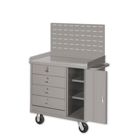Pucel Mobile Drawer & Door Cabinet, 46 in W x 21 in D x 34 1/2 in H, Putty PDC-46S-4