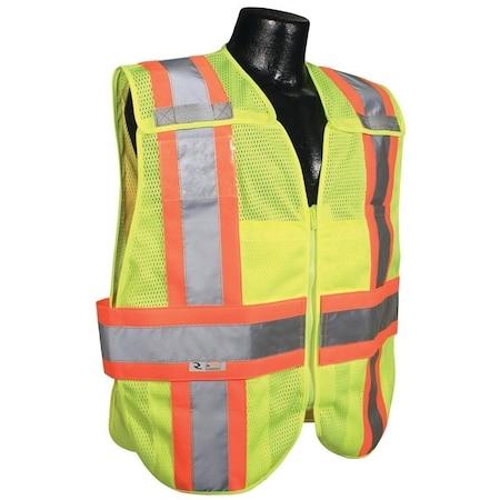 Radwear Radians Expandable Safety Vest, XL/2XL, Polyester, Green/Silver, Zip-N-Rip SV24-2ZGM-XL/2XL