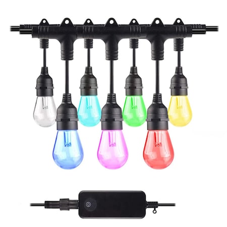 Bulbrite 36 ft. Plug-in Edison Bulb S14 Shatter Resistant LED Smart Black String Light 18 Sockets-Bulbs 814361