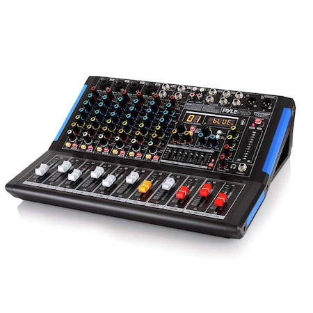 Pyle Pyle 8-Channel Bluetooth DJ Audio Mixer, Sound Controller, USB Drive, 48V Power, 7-Band EQ, RCA I/O PMXU88BT