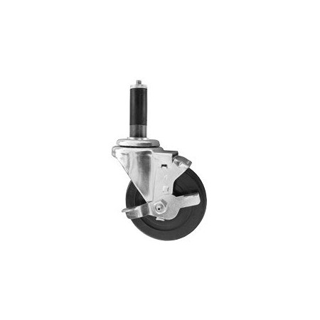 Service Caster 4'' SS Hard Rubber Swivel 1'' Expanding Stem Caster with Brake SCC-SSEX20S414-HRS-TLB-1
