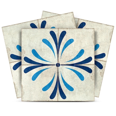 Homeroots 5" x 5" Blue Vinyl Arabesque Peel And Stick Removable Tiles 569248