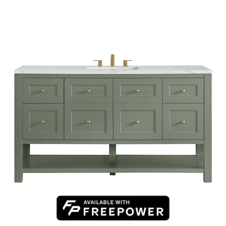 James Martin Vanities Breckenridge 60 in. Single Vanity, Smokey Celadon, w/ 3 CM Ethereal Noctis Silestone Top 330-V60S-SC-FENC