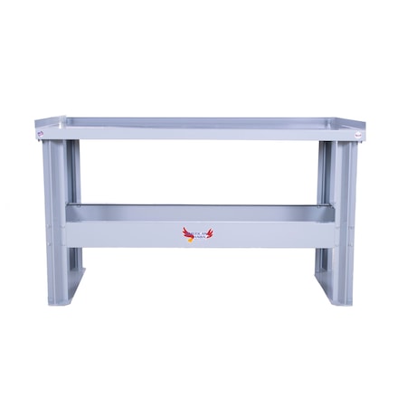 American Hawk Industrial Automotive Transmission Teardown Table With Shelf - Light Grey Auto Shop Table WDT-95-GRY