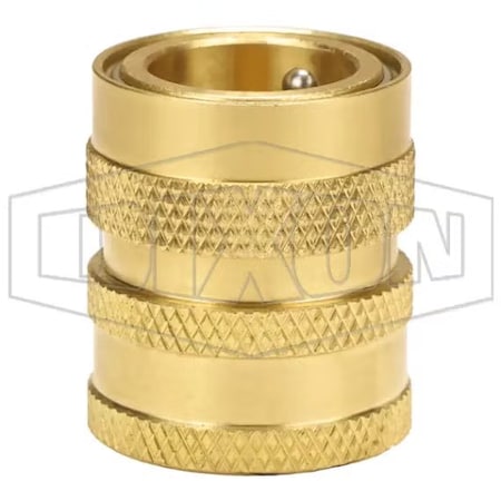Dixon Valved Garden Hose Coupling, Female End Style, Brass, Domestic 500QCFV