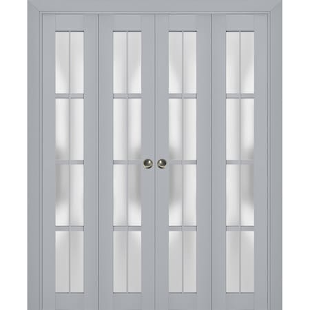 Sartodoors Sliding Closet Double Bi-fold Doors Grey Solid Core Modern Interior VEREGIO7412DBF-GRE-96 x 80 (4* 24x80)