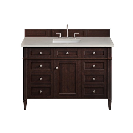 James Martin Vanities Brittany 48" Sgl Vanity, Burnished Mahogany, w/3 CM Siberian Silestone Top w/FreePower WirelessCharge 650-V48-BNM-FSFR