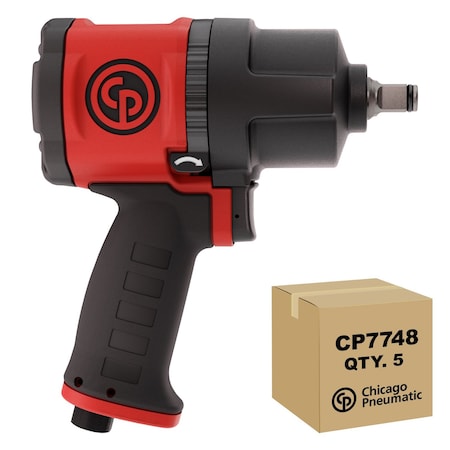 Chicago Pneumatic Air Impact Wrench, 1/2 in, 1/4 in NPT, Torque 960 ft.lb, 7,000 RPM, Twin Hammer, 5PK CP7748-CTN