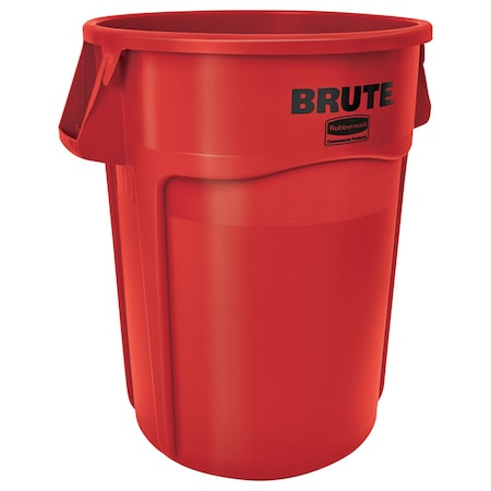 Rubbermaid Commercial BRUTE 44 gal Round Heavy Duty Plastic Can, Red, None, Plastic, Not Applicable FG264360RED