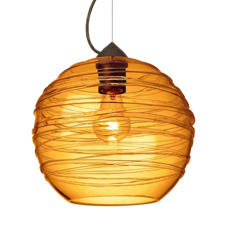 Besa Lighting Wave 10 Cord Pendant, Amber, Bronze Finish, 1x60W Incandescent 1KX-462782-BR
