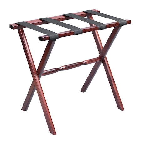 Homeroots Hotel Cherry Mahogany Folding Luggage Rack With Black Straps 383075