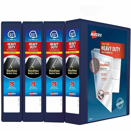 Avery Binder, Heavy-Duty View 3 Ring, 1.5 in, PK4 79871