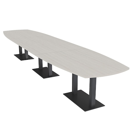 Skutchi Designs Arc Boat Conference Table, 45 in W, 216 in L, Ivory HAR-ABOT-48X216-DOU.BK-K458