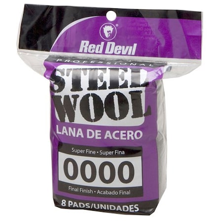 Red Devil #0000 Red Devil 320 Steel Wool Pro Steel Wool Pad Super Fine, 8-Pack TWP102-1