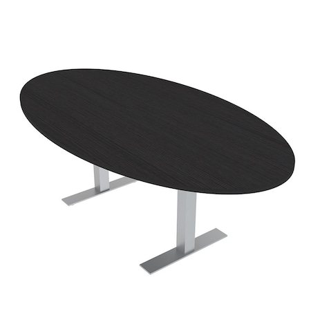 Skutchi Designs 6ft Conference Table With Power Unit | 4 Person Modular Oval Meeting Table | Harmony Series HAR-OVL-48X72-T-U999ST19-NA