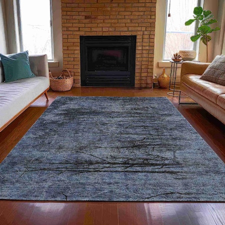 Homeroots 5' X 8' Charcoal And Gray Floral Washable Indoor Outdoor Area Rug 631018
