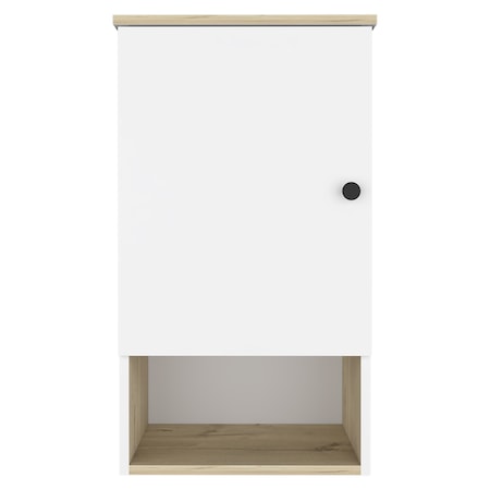 Homeroots 16" Natural Wood Floating Single Door Bathroom Vanity And Medicine Cabinet 543574