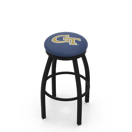Holland Bar Stool Co 36" Blk Wrinkle Georgia Tech Swivel Bar Stool, Accent Ring L8B2B36GATech