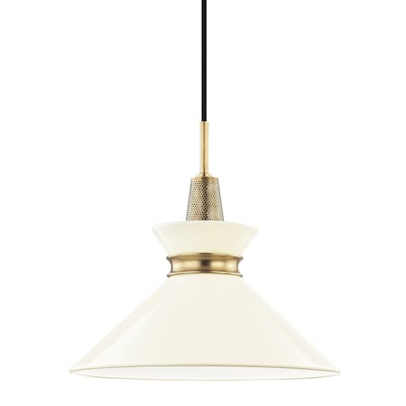 Mitzi Kiki 1 Light Pendant 14 In. Aged Brass/Cream H251701S-AGB/CR