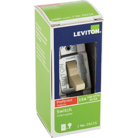 Leviton Commercial Grade 15 Amp Toggle Single Pole Switch Ivory S01-CS115-2IS