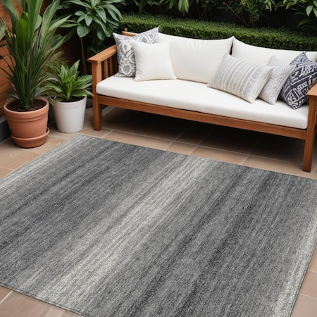 Homeroots 10' X 14' Gray And Charcoal Abstract Washable Indoor Outdoor Area Rug 599969