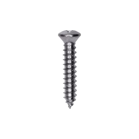 10 x 1in #8 Head Phillips Oval Head Tapping Screw Chrome, 100PK