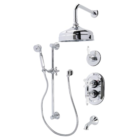 Kingston Brass Thermostatic Tub and Shower System, Polished Chrome KSK36310PL