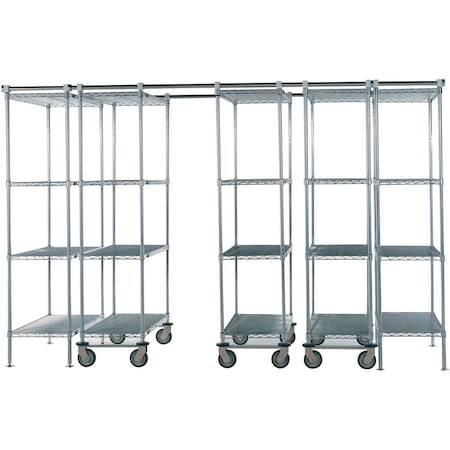 Global Industrial Nexel Space-Trac, 5 Unit, Chrome High Density Shelving, 36"W x 21"D x 76"H, 12' Length 795978