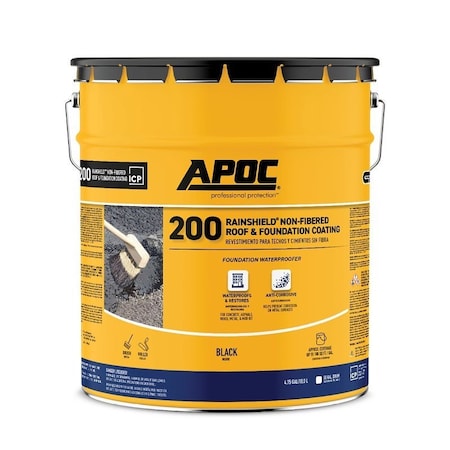 Apoc 200 Rainshield AP-200 Series Non-Fibered Roof and Foundation Coating, Black, 4.75 gal, Pail, Liquid AP-2005