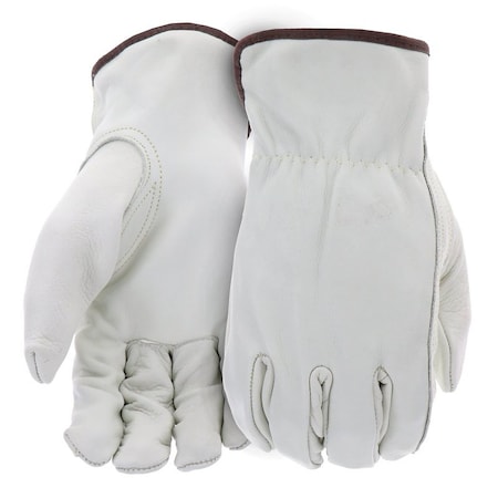 Boss Work Gloves, Men's, L, 8 to 8-3/8 in L, Keystone Thumb, Slip-On Cuff, Cowhide Leather, Natural B81192-L