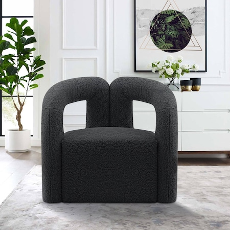 Manhattan Comfort Modern Darian Boucle Accent Chair in Black AC061-BK