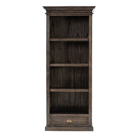 Homeroots 75" Brown and Black Wood Four Tier Bookcase 397666