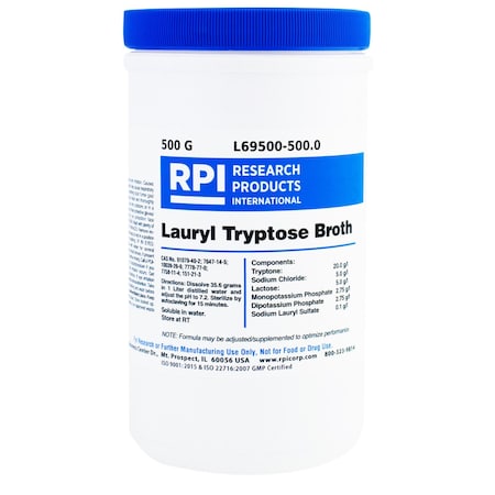 Rpi Lauryl Tryptose Broth, 500 Grams L69500-500.0